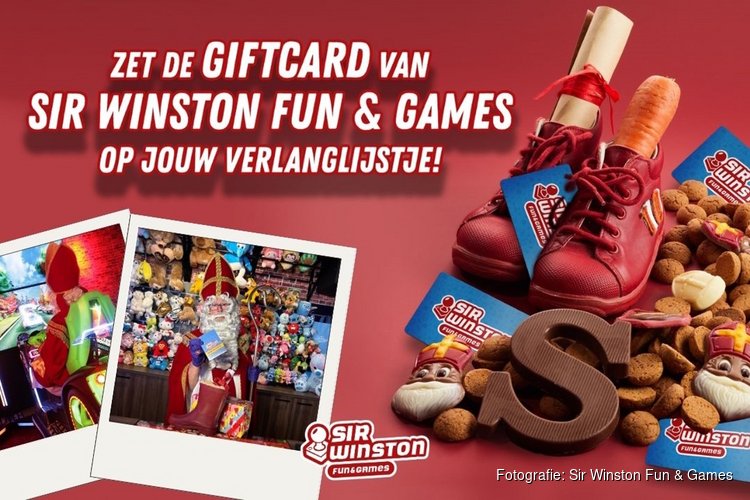 Vier Sinterklaas bij Sir Winston Fun & Games en vraag de Giftcard in jouw schoen!